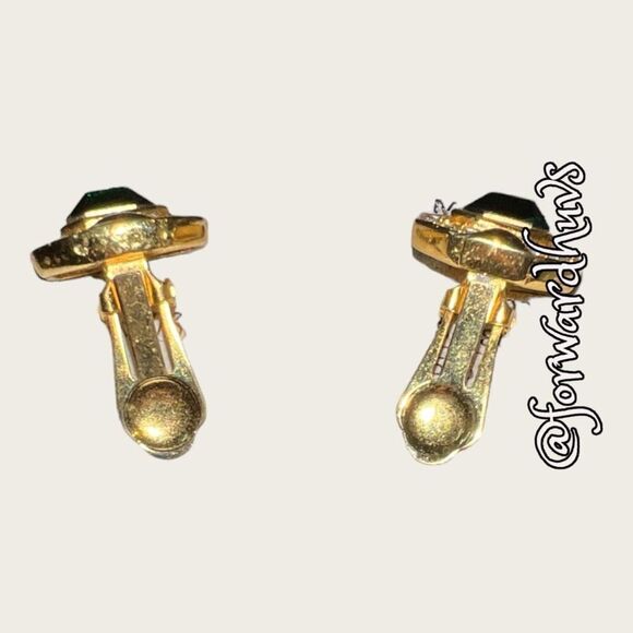 Vintage Clip On Gemstone Rhinestone Earrings - Picture 5 of 9